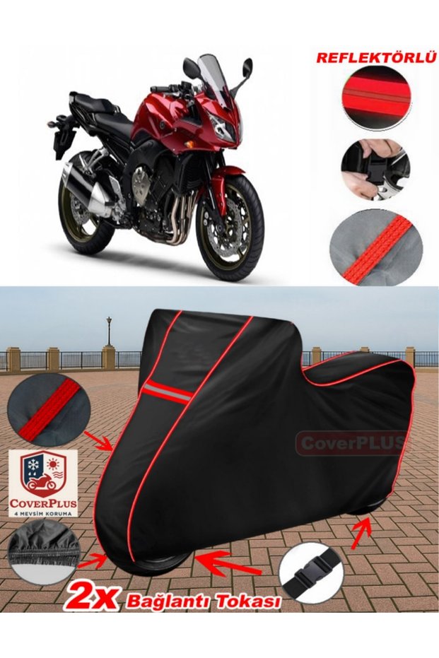 For Yamaha Fz1 Fazer Tarpaulin Black Motorcycle Tarpaulin Engine Cover Tent (Red Stitched)