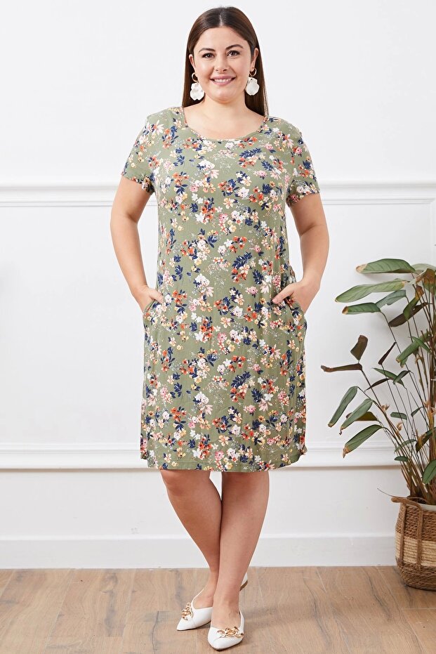 فستان منقوش مقاس كبير - 1