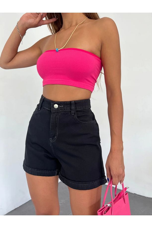 Duble Paça Yıkamalı Denim Şort - 2