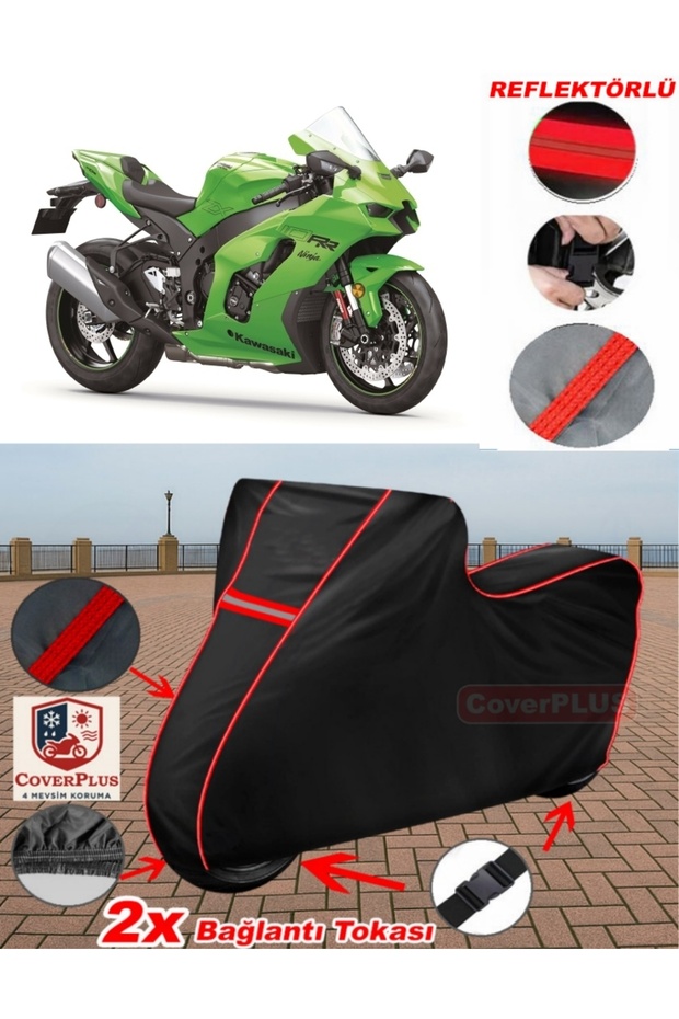 Kawasaki Ninja ZX-10RR Tarpaulin BLACK Motorcycle Tarpaulin Motor Cover Motor Cover Tent (Red Stitched)