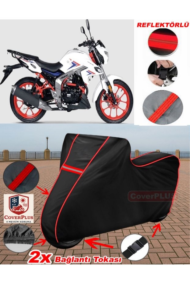 Falcon Shark 188 Tarpaulin BLACK Motorcycle Tarpaulin Motor Cover Motor Cover Tent (Red Stitched)