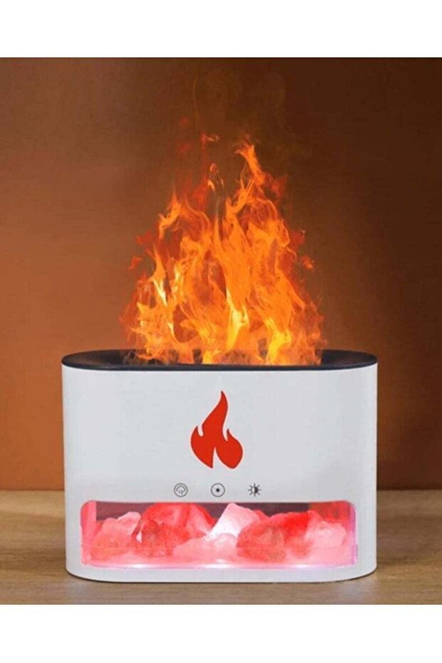 An aromatic diffuser with a flame lighting effect in the form of Himalayan salt stones for - 6