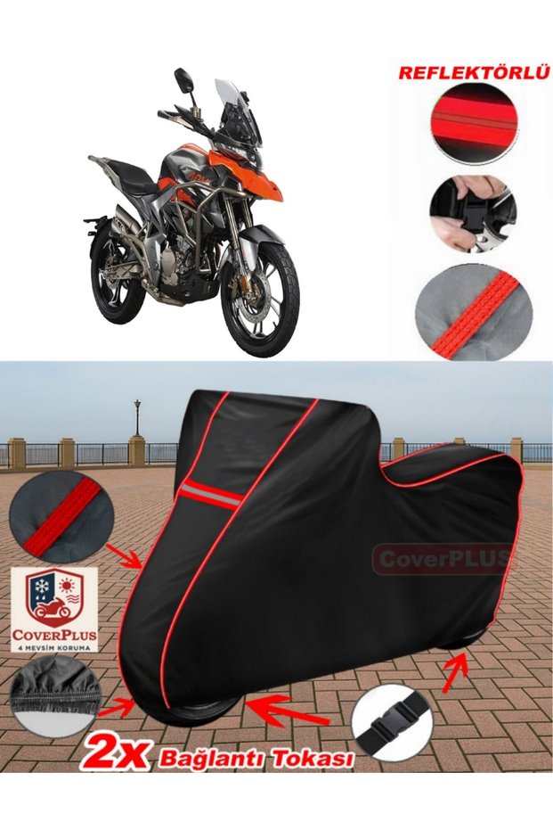 Zontes 310 t Tarpaulin Black Motorcycle Tarpaulin Engine Cover Tent (Red Stitched)