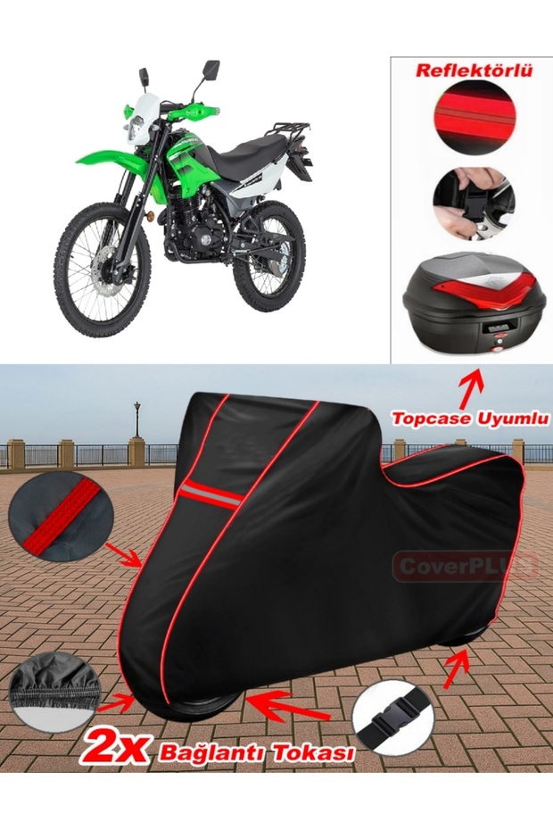 Mondial X-Treme Moto Cross Tarpaulin Black Topcase Rear Bag Compatible Motor Tarpaulin (Red Stitched)