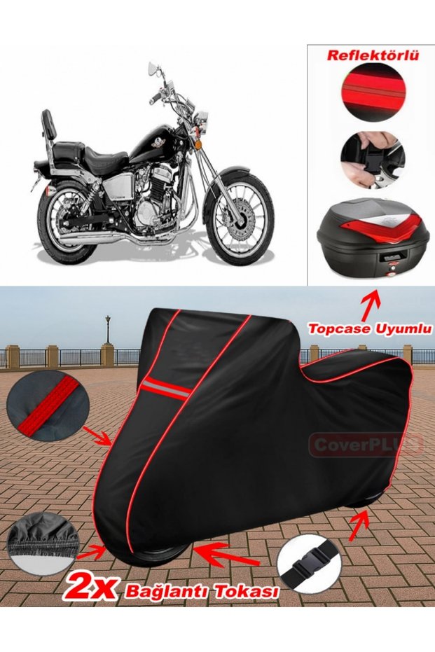 Regal Raptor Dd 150E-2F Tarpaulin Black Topcase Rear Bag Compatible Motor Tarpaulin (Red Stitched)