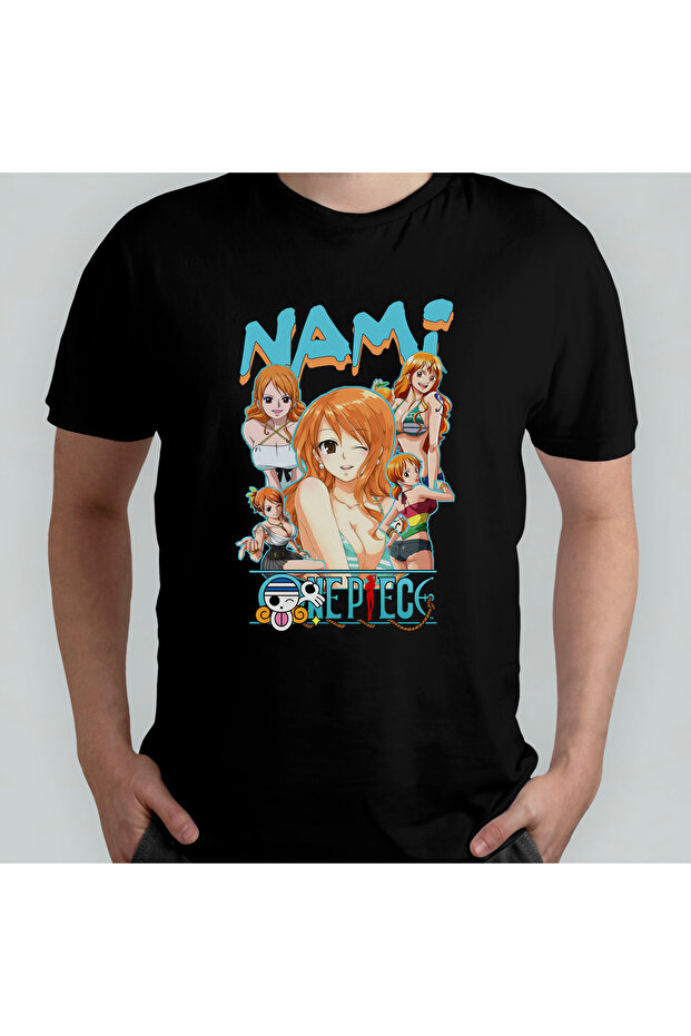 One Piece Nami Unisex 100% Cotton Crew Neck T-Shirt Model 1
