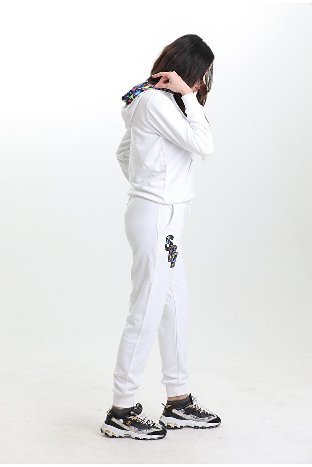 White 3 Thread Sweatpants Set - 5