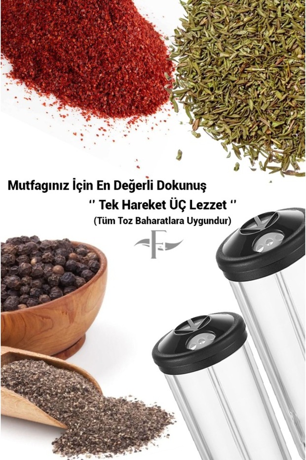 Dmr Life Salt Shaker Three Compartment Spice Rack One Movement Three Flavors Practical and Fast Use - 2