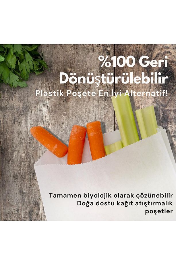 Kraft Körüklü Beyaz Yağlı Kese, V Taban Butik Hediye Paketi, Ambalaj Kağıt Poşeti, 50 Adet, 12x20 C - 4