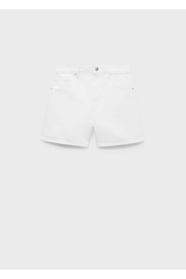 Yüksek Bel Düz Kesim Denim Şort - 3