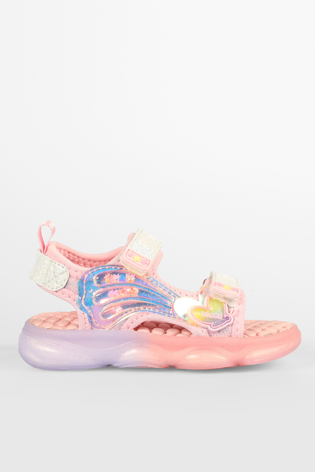 Hafif Esnek Taban Işıklı Kız Çocuk Sandalet - 1