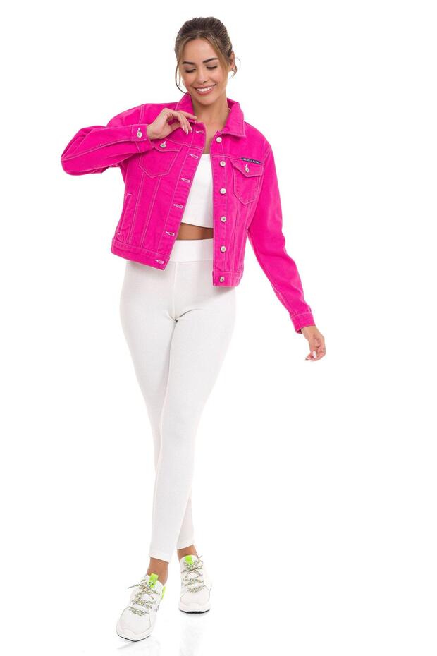 WJ212 Basic Kısa Kadın Jeans Ceket - 4