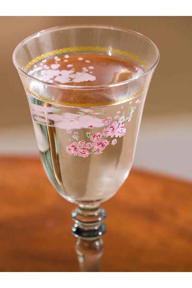 Karişik Çiçek Baskılı Cam Ayaklı Su Bardağı 2'li 270 ml - 3