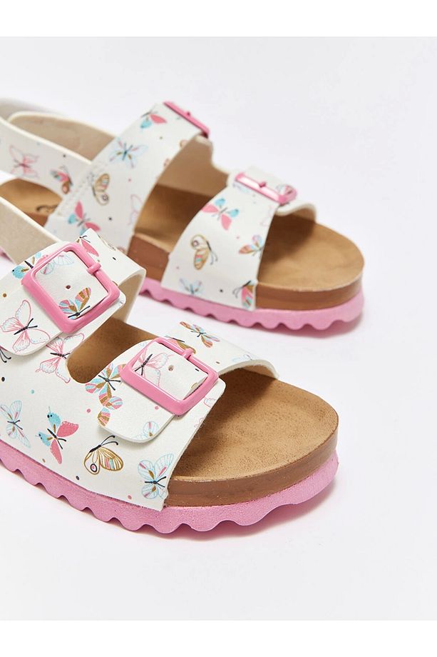 LCW STEPS EKRU Baskılı Kız Çocuk Sandalet - 3