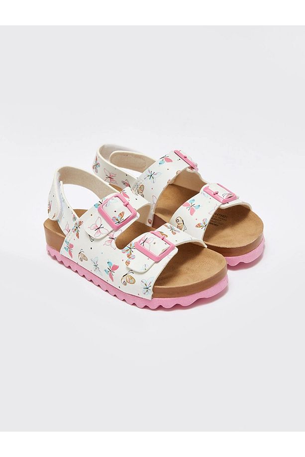 LCW STEPS EKRU Baskılı Kız Çocuk Sandalet - 1