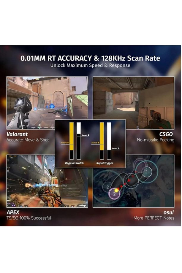 Attack Shark X68HE Rapid Trigger 0.125ms Manyatik Switch RGB App Uygulamalı Gaming Oyuncu Klavye - 4