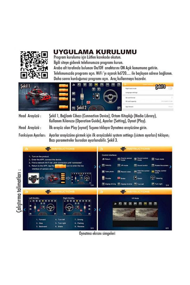 KUMANDALI KAMERALI OFF ROAD ARABA FPV RACİNG R/C F/F 2.4GHZ WİFİ ŞARJLI 6+ - 2
