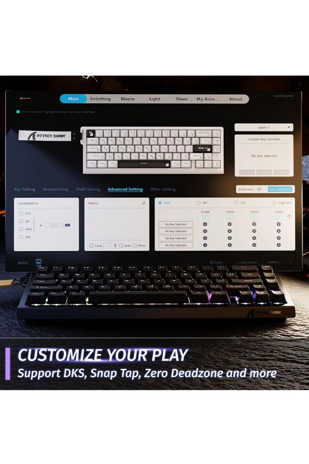 Attack Shark X68HE Rapid Trigger 0.125ms Manyatik Switch RGB App Uygulamalı Gaming Oyuncu Klavye - 5