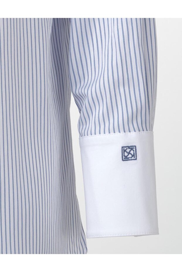 تونيك قطني أساسي بأكمام واسعة باللون الأبيض البصري - 3