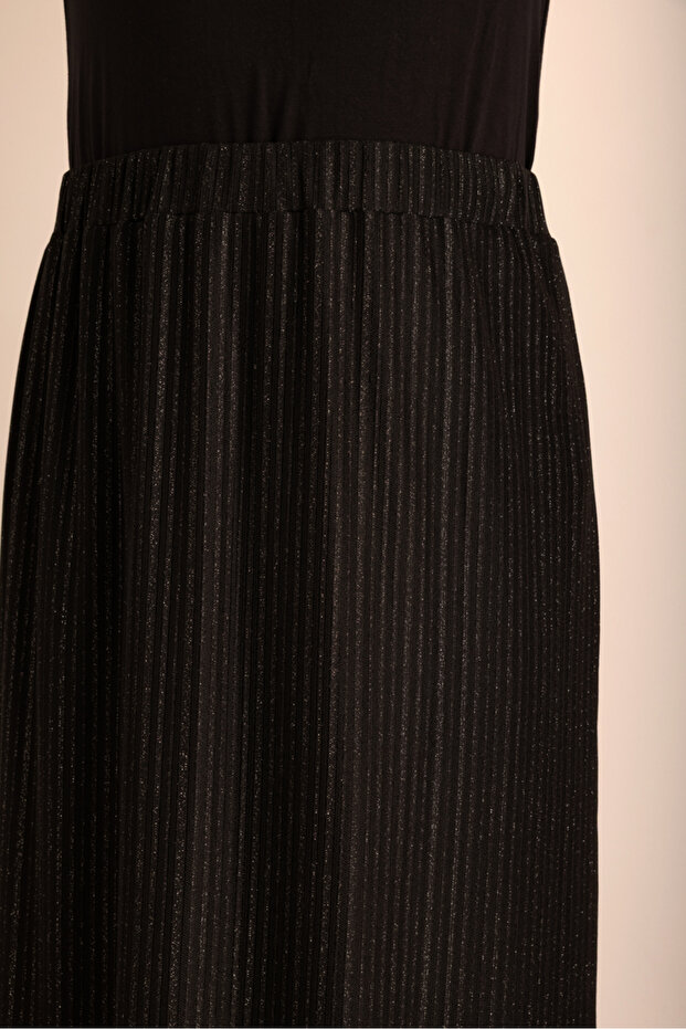 Beli Lastikli Örme Simli Tül Etek - 4