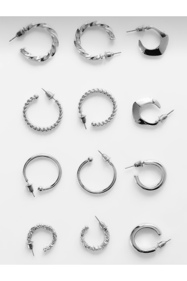 Kadın Gümüş Basic 6’Lı Küpe Seti - 2