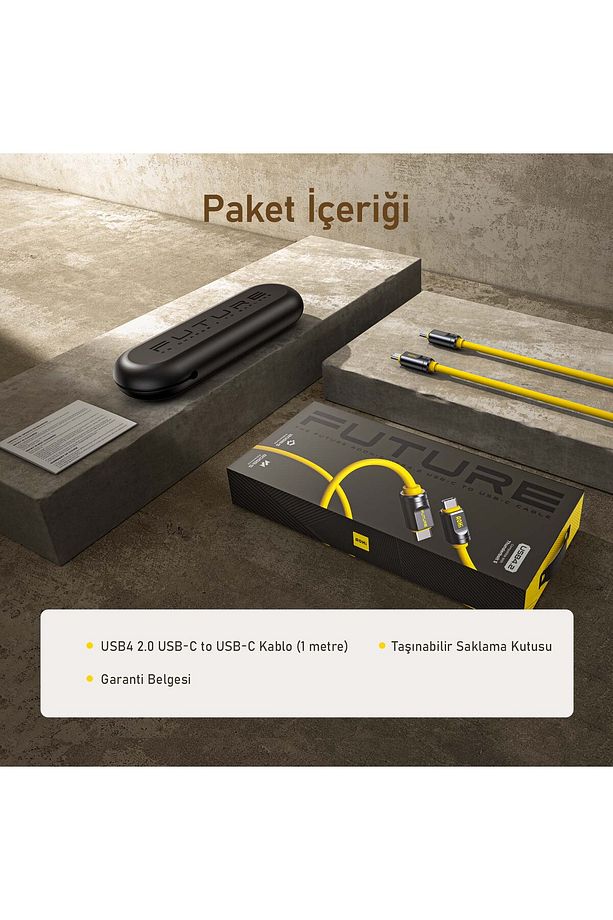 The Future Adonis Type-c To Type-c 1m Pd 3.1 120gbps 240w 8k Süper Hızlı Şarj/data Kablosu, Sarı - 8