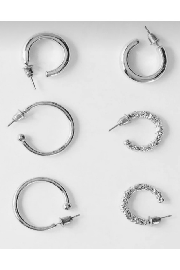 Kadın Gümüş Basic 6’Lı Küpe Seti - 4
