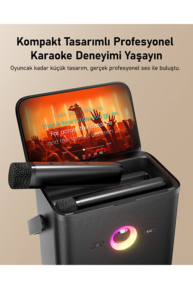 Partybox Shell S3 80W Karaoke Bluetooth Hoparlör Seti, 7.1" Tablet, 2 Mikrofon, Ses Bombası - 5