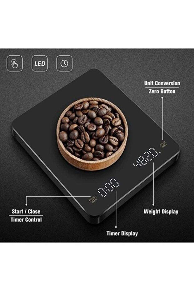 Coffee Scale, LED Display, Rechargeable, Three Measurement Units, Suitable for Precise Measurement - 5
