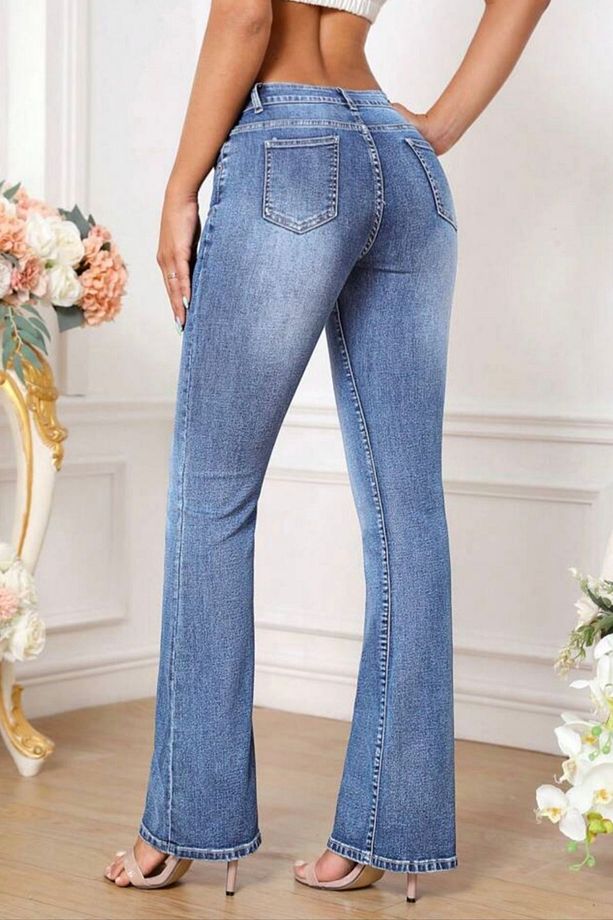 Yüksek Kalite Kadın 5 Cep Düşük Bel Ispanyol Paça Skinnyfit Esnek Jean Pantolon C619-açık-mavi - 9