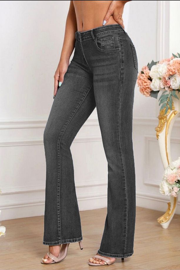 Yüksek Kalite Kadın 5 Cep Düşük Bel Ispanyol Paça Skinnyfit Esnek Jean Pantolon C619-antrasit - 3