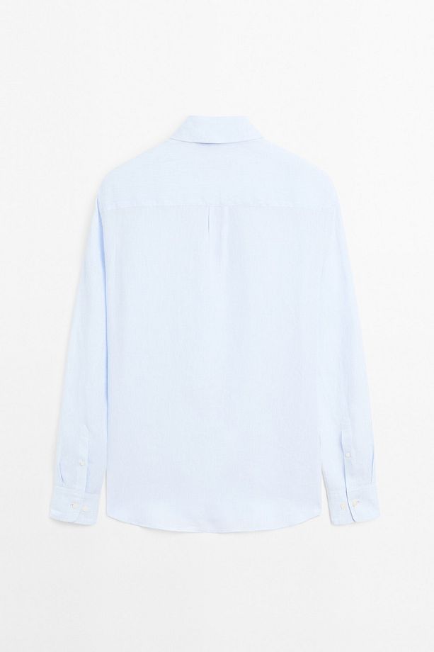 %100 keten regular fit gömlek - 8