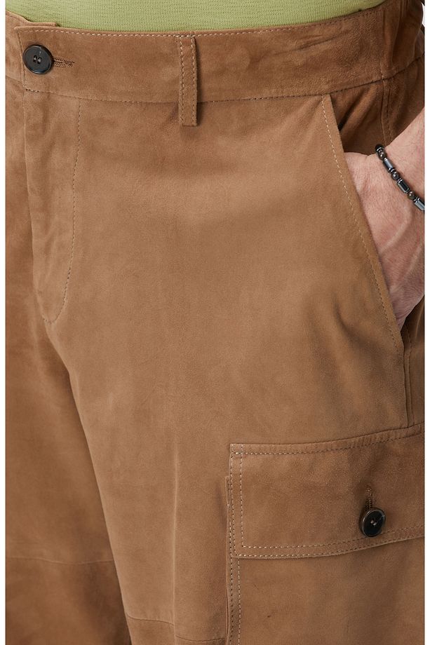 Camel Deri Chino Şort - 4