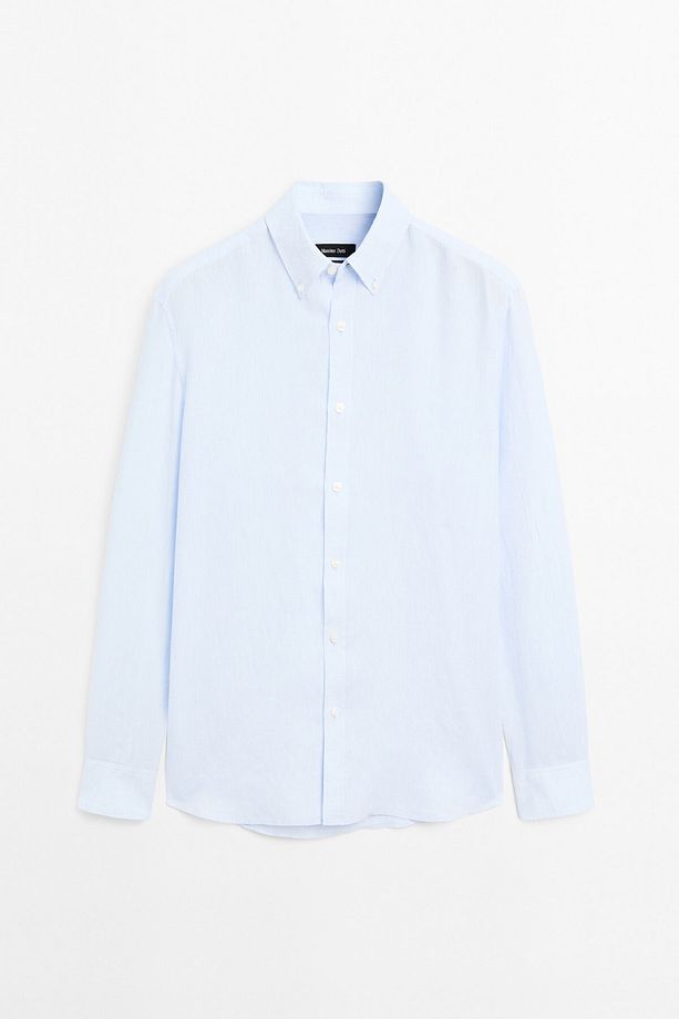 %100 keten regular fit gömlek - 5