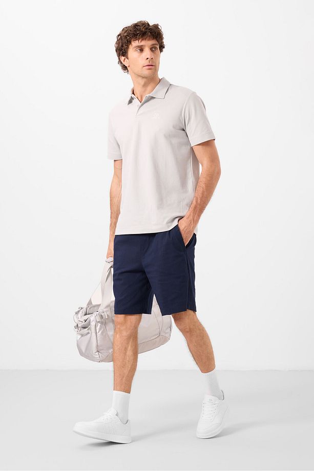 Lacivert Standart Fit Dokuma Hafif Esnek Chino Erkek Şort - 81292 - 5
