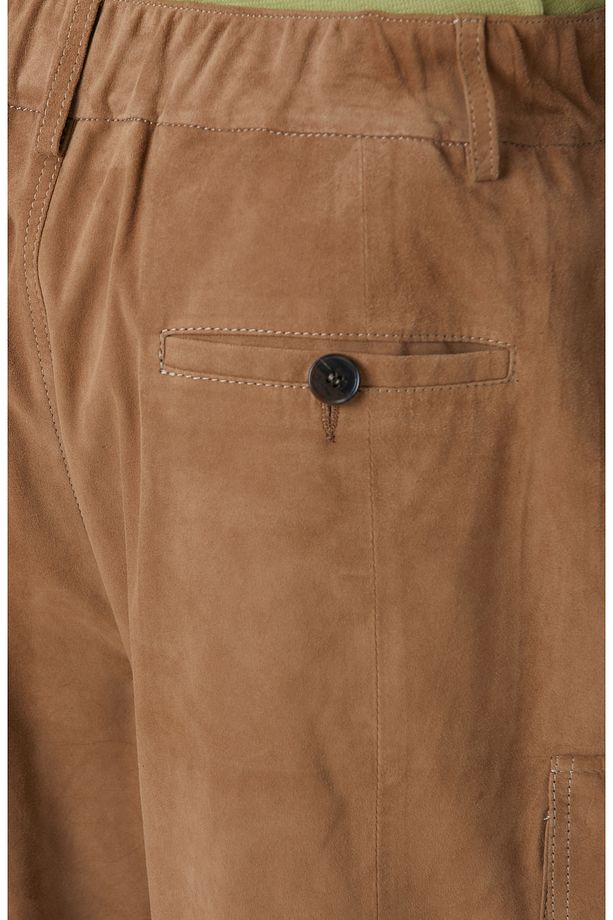 Camel Deri Chino Şort - 5