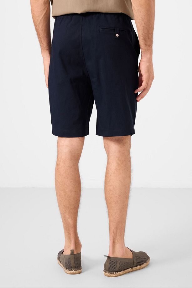 Lacivert Standart Fit Dokuma Hafif Esnek Chino Erkek Şort - 81291 - 8