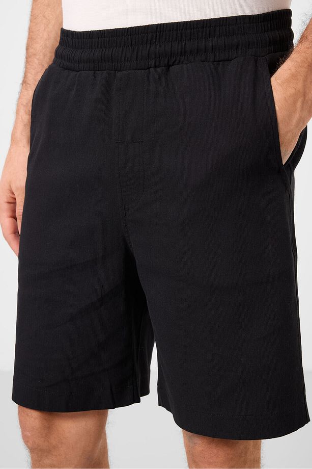 Siyah Standart Fit Dokuma Hafif Esnek Chino Erkek Şort - 81289 - 6