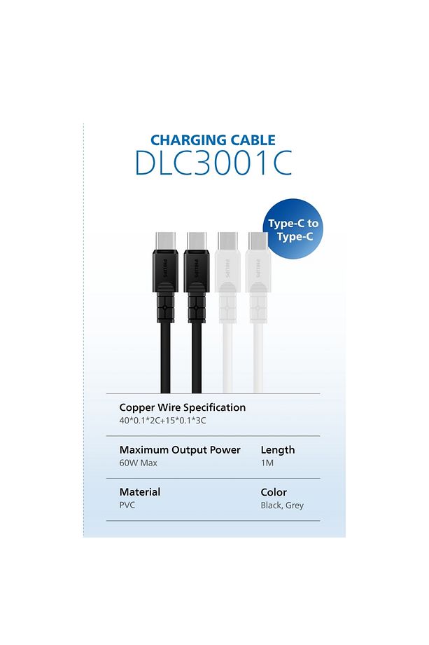 USB-C Şarj ve Data Kablosu, 60W, Hızlı Şarj, 3A Yüksek Akım, 1 Metre,Dayanıklı Slikon Kablo,DLC3001C - 2