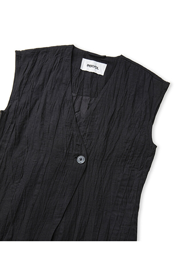 Kırışık görünümlü yelek - 4