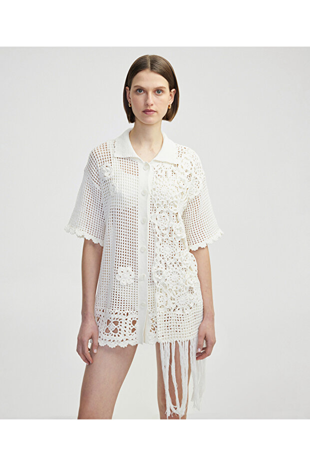 Püsküllü kroşe ceket - 1