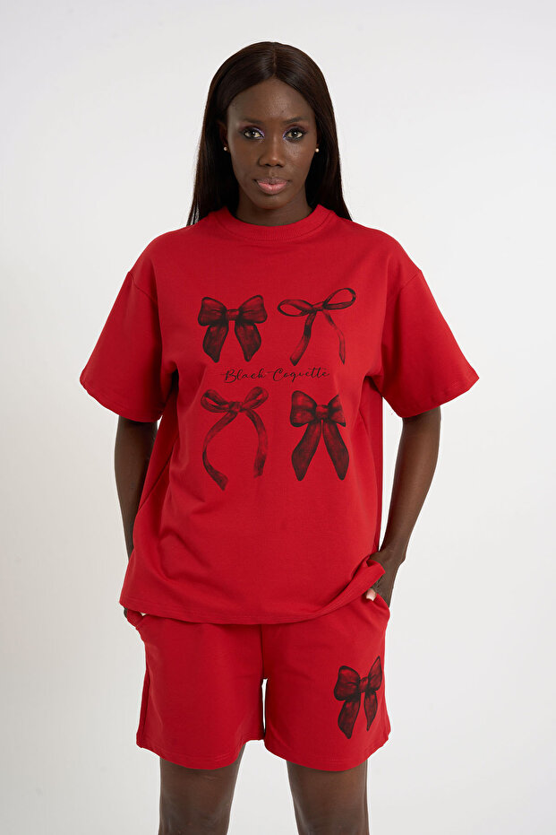 Bow Printed Shorts Set - 3