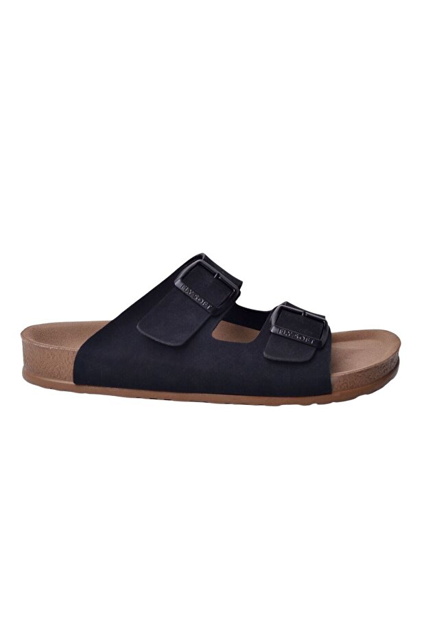 Black Buckle Comfortable Orthopedic Beach Seaside Pool Balcony Large Size Men's Slippers