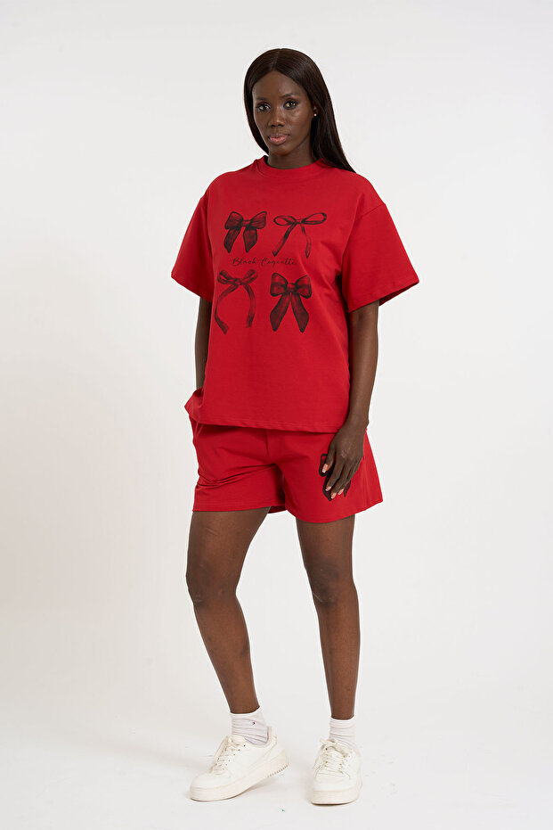 Bow Printed Shorts Set - 1