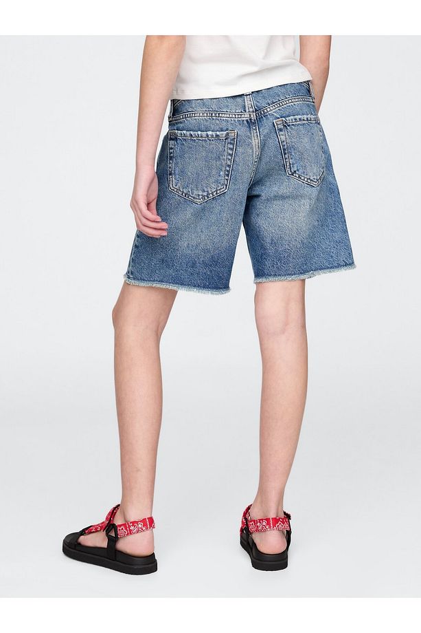 Kız Çocuk Mavi Low Rise Stride Denim Bermuda Şort - 3