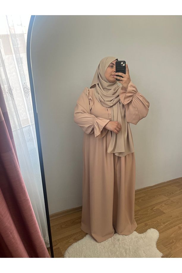 Tesettür elbise şal takımı - 4