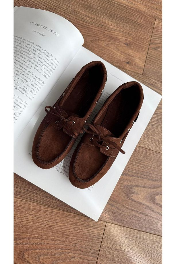 Süet Loafer Bağcıklı Acıkahve Ayakkabı - 4