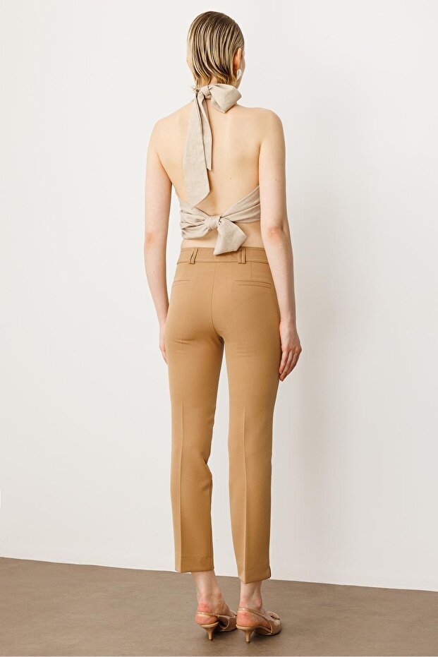 Modailgi Köşe Cep Dar Paça Pantolon Camel - 5