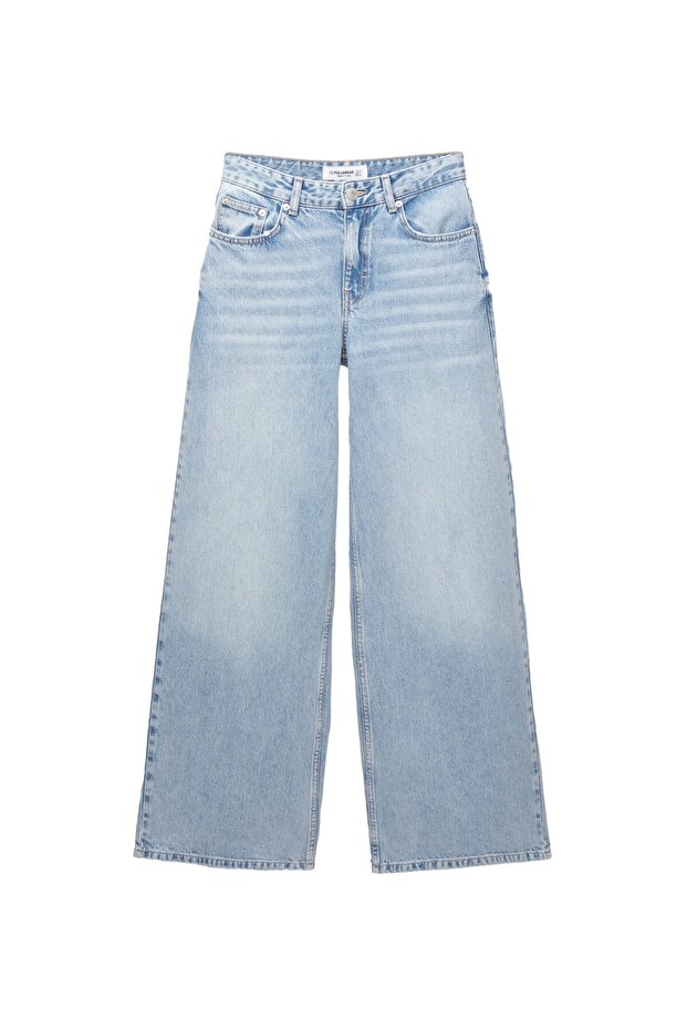 Düşük belli geniş paça jean - 3