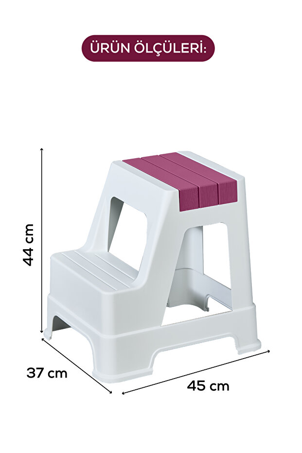 Plastik Basamaklı Tabure Pembe - 3